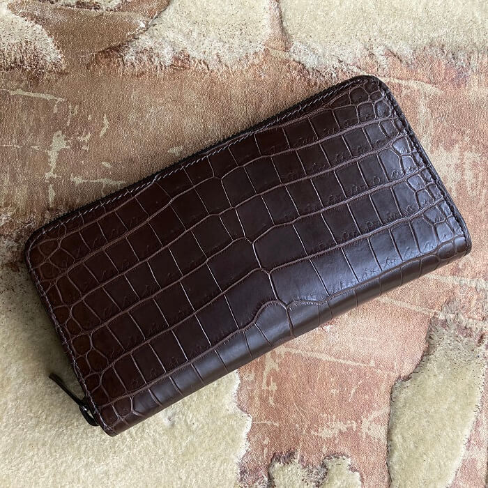 最高級ポロサス/スモールクロコダイルで一点物の長財布をカスタム 